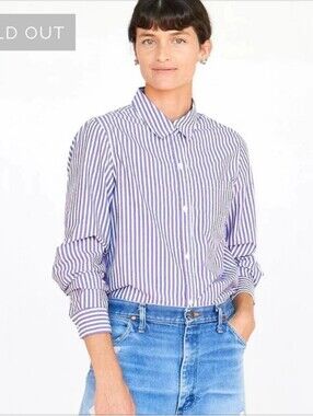 Clare V Phoebe Blouse Purple & White Striped Button-down Shirt - M